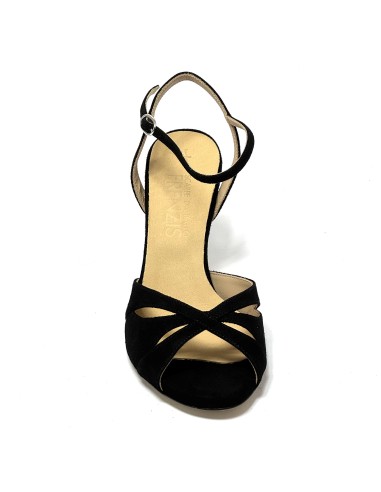 Scarpa da ballo donna tango argentino ballo da sala latino camoscio nero sottopiede in memory suola cuoio pomiciato tacco 70