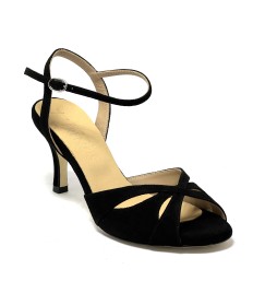 Scarpa da ballo donna tango argentino ballo da sala latino camoscio nero sottopiede in memory suola cuoio pomiciato tacco 70