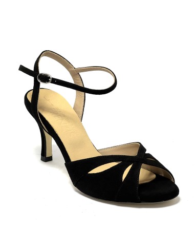 Scarpa da ballo donna tango argentino ballo da sala latino camoscio nero sottopiede in memory suola cuoio pomiciato tacco 70