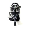 Scarpa da ballo donna latino americano ballo da sala liscio plateau raso nero strass boreali suola bufalo tacco 85 stiletto