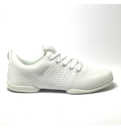 Sneaker da ballo unisex allenamento ballo da sala latino tango caraibici tessuto traspirante bianco suola spezzata gommina