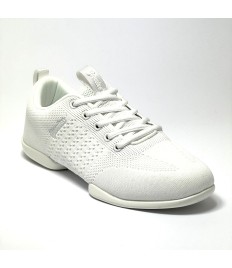 Sneaker da ballo unisex allenamento ballo da sala latino tango caraibici tessuto traspirante bianco suola spezzata gommina