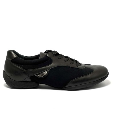 Sneaker da ballo uomo latino caraibico salsa bachata kizomba ballo da sala tango pelle neoprene nero suola gommina da ballo