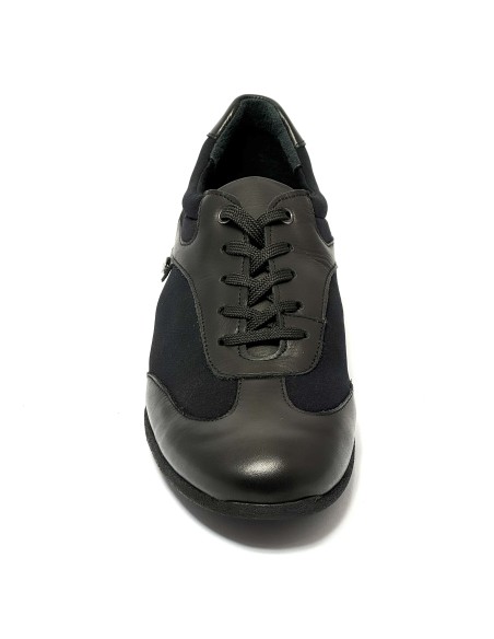 Sneaker da ballo uomo latino caraibico salsa bachata kizomba ballo da sala tango pelle neoprene nero suola gommina da ballo