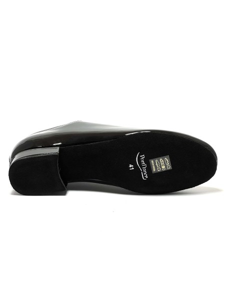 Scarpa da ballo uomo ballo da sala liscio standard latino tango argentino tomaia in vernice nero suola in bufalo tacco 25