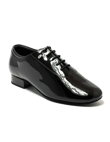 Scarpa da ballo uomo ballo da sala liscio standard latino tango argentino tomaia in vernice nero suola in bufalo tacco 25