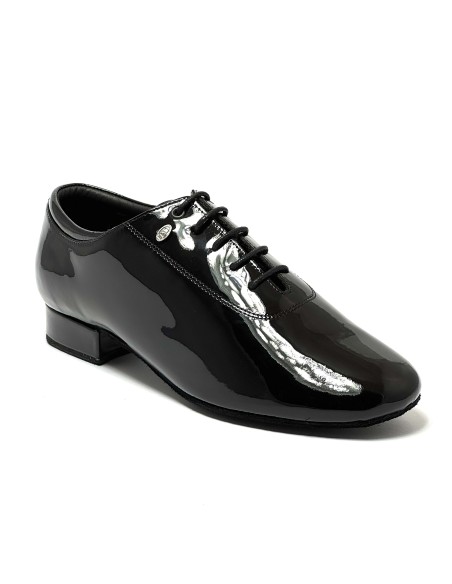 Scarpa da ballo uomo ballo da sala liscio standard latino tango argentino tomaia in vernice nero suola in bufalo tacco 25