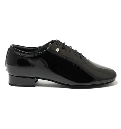 Scarpa da ballo uomo ballo da sala liscio standard latino tango argentino tomaia in vernice nero suola in bufalo tacco 25