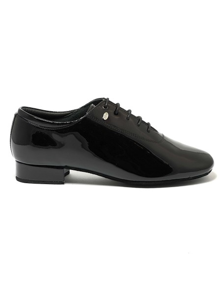 Scarpa da ballo uomo ballo da sala liscio standard latino tango argentino tomaia in vernice nero suola in bufalo tacco 25
