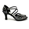 Scarpa da ballo donna latino americano caraibici salsa bachata ballo da sala raso nero strass suola bufalo tacco 70 rocchetto