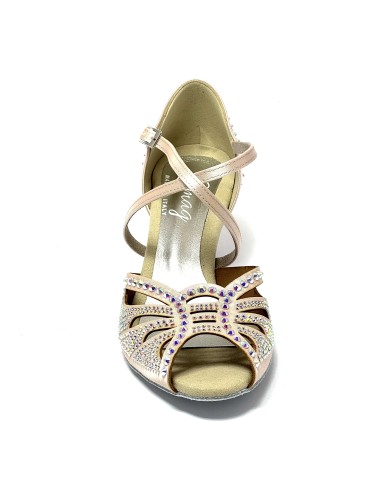 Scarpa da ballo donna latino americano caraibici salsa bachata ballo da sala tango raso cipria strass suola bufalo tacco 50