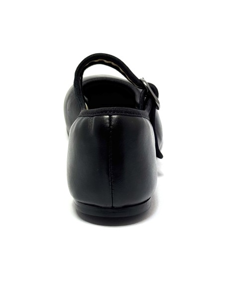 Scarpa da ballo donna modello ballerina ballo da sala boogie woogie swing lindy hop pelle nero suola gommina tacco 5 mm