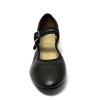 Scarpa da ballo donna modello ballerina ballo da sala boogie woogie swing lindy hop pelle nero suola gommina tacco 5 mm