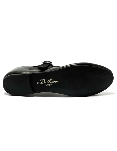 Scarpa da ballo donna modello ballerina ballo da sala boogie woogie swing lindy hop pelle nero suola gommina tacco 5 mm