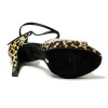 Scarpa da ballo donna latino salsa bachata ballo da sala tango plateau raso leopardo beige strass suola bufalo tacco 85