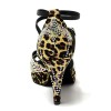 Scarpa da ballo donna latino salsa bachata ballo da sala tango plateau raso leopardo beige strass suola bufalo tacco 85