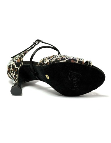 Scarpa da ballo donna latino americano caraibici salsa bachata ballo da sala tango raso leopardo bianco suola bufalo tacco 80