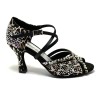 Scarpa da ballo donna latino americano caraibici salsa bachata ballo da sala tango raso leopardo bianco suola bufalo tacco 80