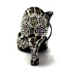 Scarpa da ballo donna latino americano caraibici salsa bachata ballo da sala tango raso leopardo bianco suola bufalo tacco 80