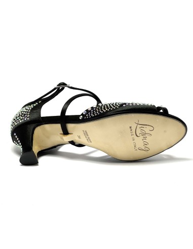 Scarpa da ballo donna latino americano caraibici salsa bachata ballo da sala tango raso nero strass suola cuoio tacco 50