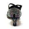 Scarpa da ballo donna latino americano caraibici salsa bachata ballo da sala tango raso nero strass suola cuoio tacco 50