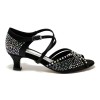 Scarpa da ballo donna latino americano caraibici salsa bachata ballo da sala tango raso nero strass suola cuoio tacco 50