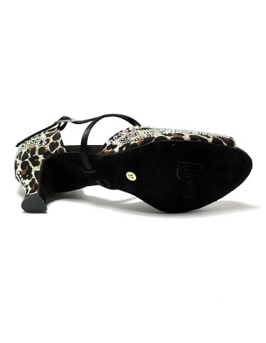Scarpa da ballo donna latino americano caraibici salsa bachata ballo da sala tango raso leopardo bianco suola bufalo tacco 50