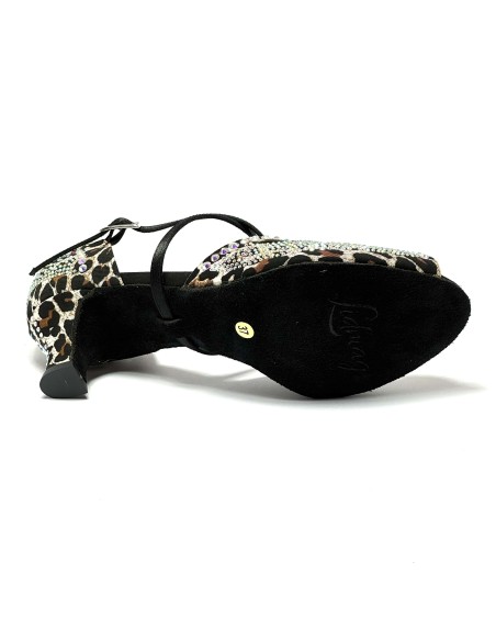 Scarpa da ballo donna latino americano caraibici salsa bachata ballo da sala tango raso leopardo bianco suola bufalo tacco 50