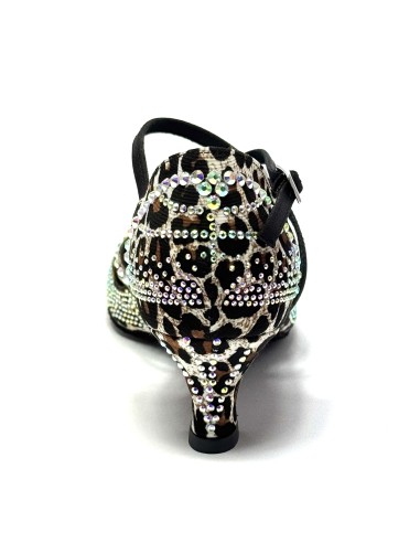 Scarpa da ballo donna latino americano caraibici salsa bachata ballo da sala tango raso leopardo bianco suola bufalo tacco 50