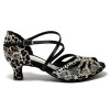 Scarpa da ballo donna latino americano caraibici salsa bachata ballo da sala tango raso leopardo bianco suola bufalo tacco 50