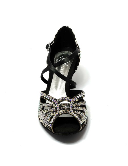 Scarpa da ballo donna latino americano caraibici salsa bachata ballo da sala tango raso leopardo bianco suola bufalo tacco 50