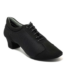 Scarpa da ballo unisex allenamento latino americano caraibico ballo da sala tango nabuk tessuto nero suola bufalo tacco 40