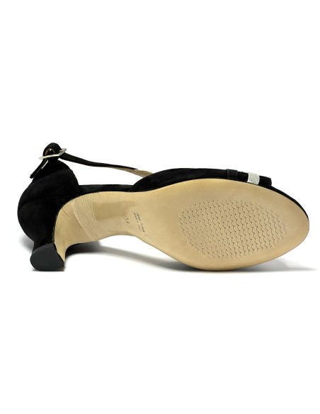 Scarpe da ballo donna latino americano balli caraibici ballo da sala tango camoscio nero glitter argento suola cuoio tacco 50