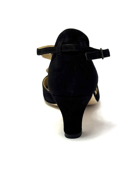 Scarpe da ballo donna latino americano balli caraibici ballo da sala tango camoscio nero glitter argento suola cuoio tacco 50