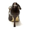 Scarpe da ballo donna tango argentino latino americano ballo da sala pelle bronzo tessuto abbinato suola cuoio tacco 90