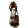 Scarpe da ballo donna tango argentino latino americano ballo da sala pelle bronzo tessuto abbinato suola cuoio tacco 90