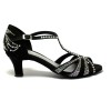 Scarpe da ballo donna latino americano caraibici ballo da sala tango camoscio nero strass boreali suola bufalo tacco 60