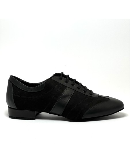 Sneaker da ballo uomo ottima per latino americano caraibici ballo da sala tango pelle camoscio nero suola bufalo tacco 20