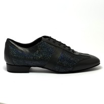 Sneaker da ballo uomo latino americano caraibici ballo da sala tango argentino pelle tessuto luxor nero suola bufalo tacco 20