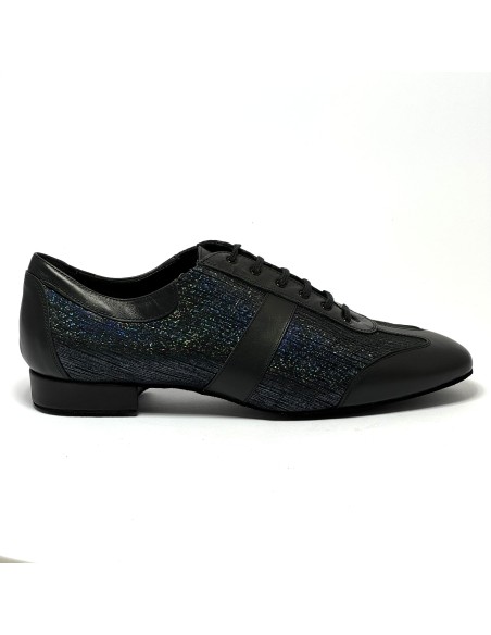 Sneaker da ballo uomo latino americano caraibici ballo da sala tango argentino pelle tessuto luxor nero suola bufalo tacco 20