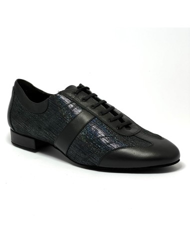 Sneaker da ballo uomo latino americano caraibici ballo da sala tango argentino pelle tessuto luxor nero suola bufalo tacco 20