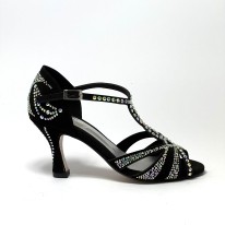 Scarpe da ballo donna latino americano caraibici salsa bachata ballo da sala tango camoscio nero strass suola cuoio tacco 80
