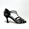 Scarpe da ballo donna latino americano caraibici salsa bachata ballo da sala tango camoscio nero strass suola cuoio tacco 80
