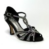 Scarpe da ballo donna latino americano caraibici salsa bachata ballo da sala tango camoscio nero strass suola cuoio tacco 80