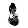 Scarpe da ballo donna latino americano caraibici salsa bachata ballo da sala tango camoscio nero strass suola cuoio tacco 80