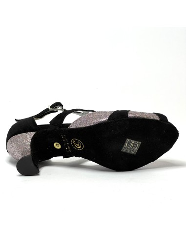 Scarpe da ballo donna latino americano caraibici ballo da sala tango camoscio nero glitter arcobaleno suola bufalo tacco 50