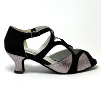 Scarpe da ballo donna latino americano caraibici ballo da sala tango camoscio nero glitter arcobaleno suola bufalo tacco 50