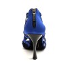 Scarpe da ballo donna latino salsa bachata kizomba tango glitter raso blu suola bufalo tacco 90