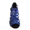Scarpe da ballo donna latino salsa bachata kizomba tango glitter raso blu suola bufalo tacco 90