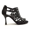 Scarpe da ballo donna salsa bachata kizomba tango articolo PD803 glitter raso nero suola bufalo tacco 90